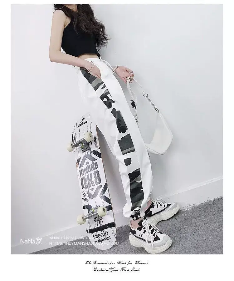 2019 Korean Style Women's Black Sports Pants Large Cropped — feature 20