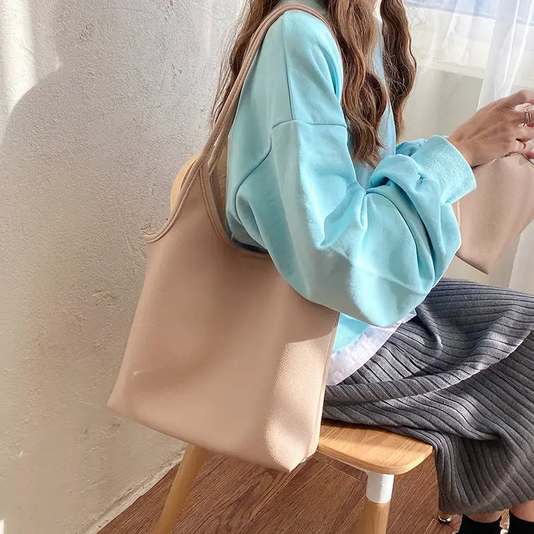 2026 Korean Style Literary Shoulder Bag Large Capacity Soft Leather - Image 7