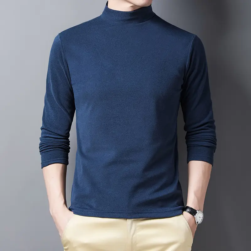 Men's Warm Velvet T-Shirt Brown Slim Fit - Image 7