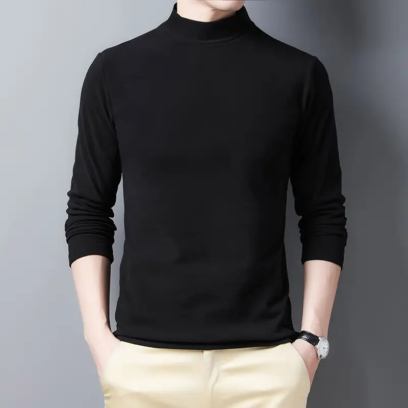 Men's Warm Velvet T-Shirt Brown Slim Fit - Image 2