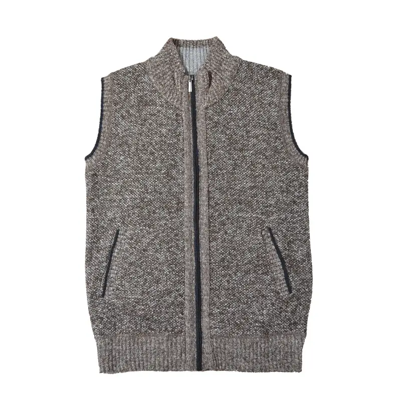 Men's Fleece Vest Maroon Large Zip-Up Sleeveless
