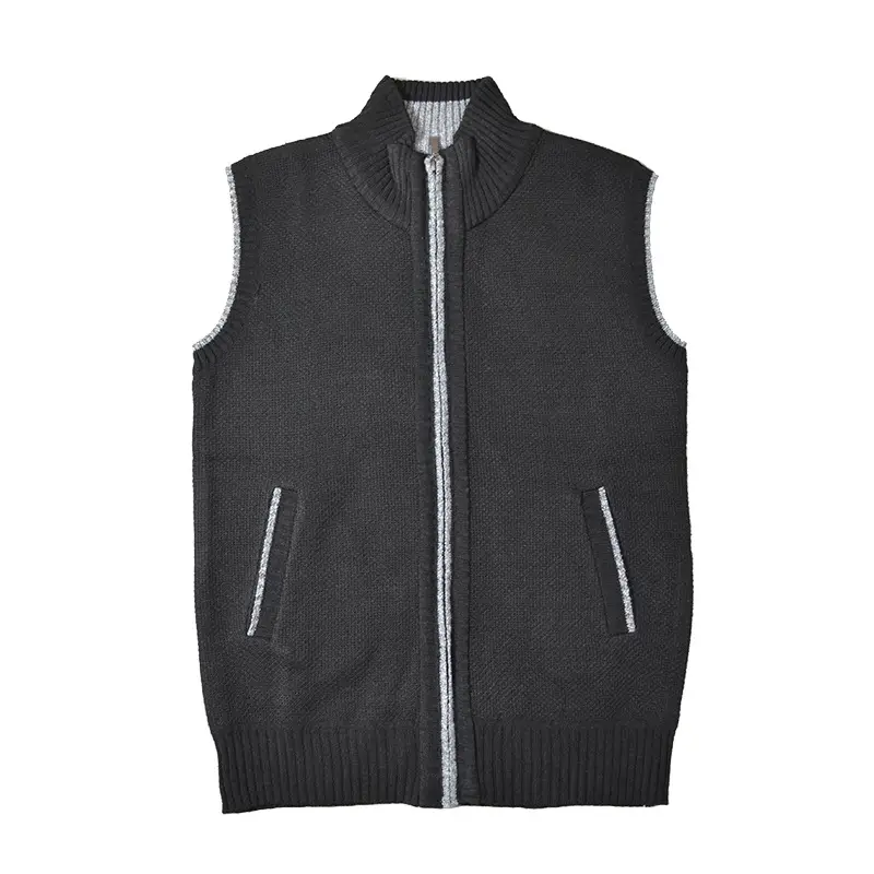Men's Fleece Vest Maroon Large Zip-Up Sleeveless