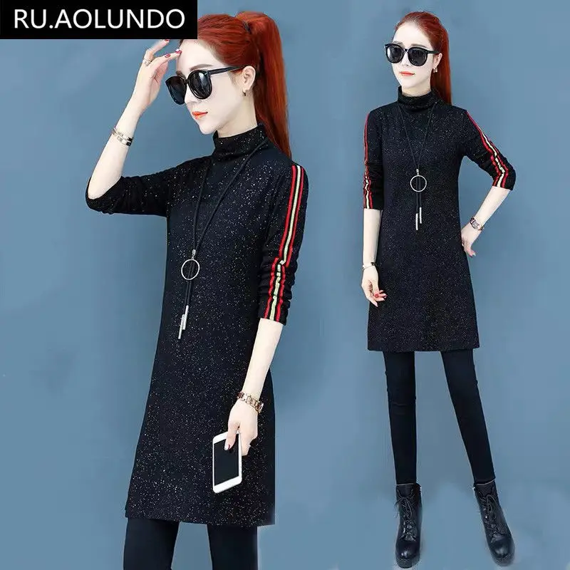 Women Black Sequin Slim Fit T-shirt with Half Collar - Image 6