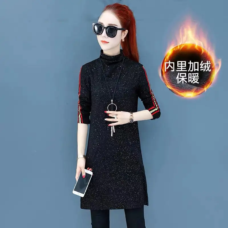 Women Black Sequin Slim Fit T-shirt with Half Collar - Image 8