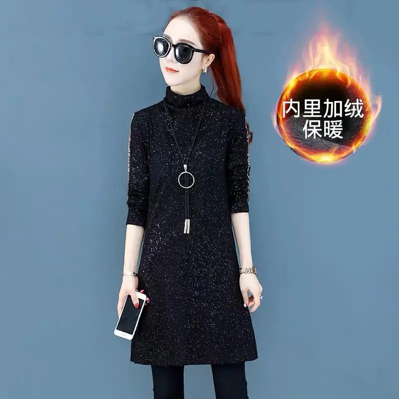 Women Black Sequin Slim Fit T-shirt with Half Collar - Image 9