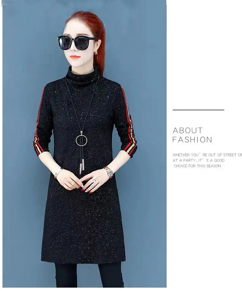 Women Black Sequin Slim Fit T-shirt with Half Collar — feature 10