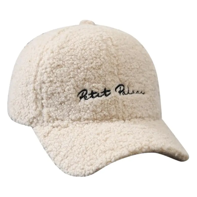 Autumn Winter Velvet Baseball Cap for Women with Embroidered Letter
