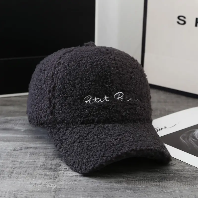 Autumn Winter Velvet Baseball Cap for Women with Embroidered Letter - Image 4