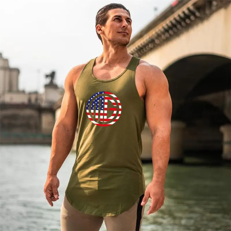 Men's Gray American Flag Muscle Vest Summer - Image 8