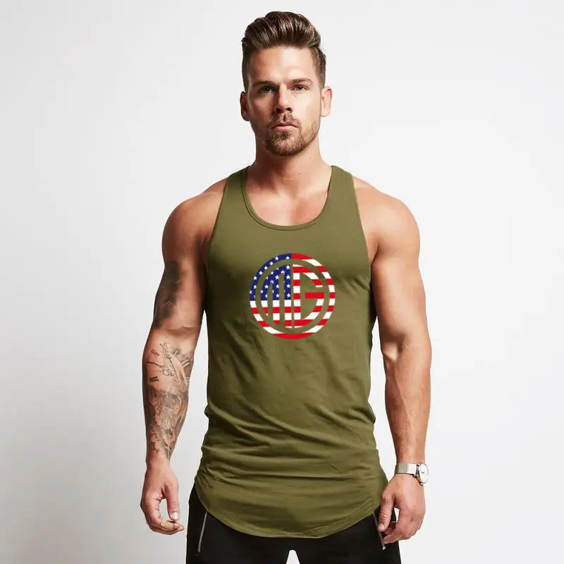 Men's Gray American Flag Muscle Vest Summer - Image 4
