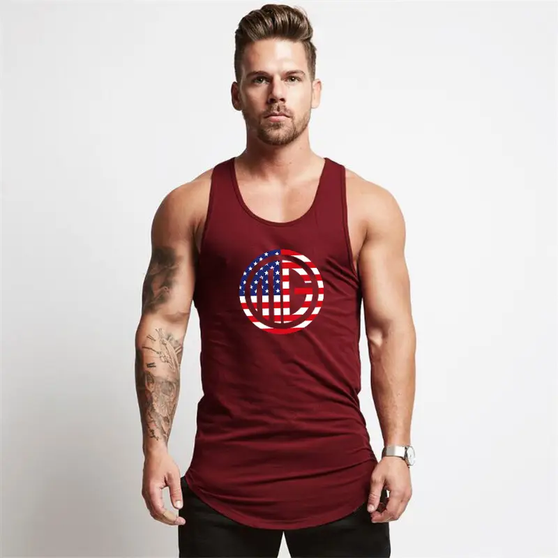Men's Gray American Flag Muscle Vest Summer - Image 5