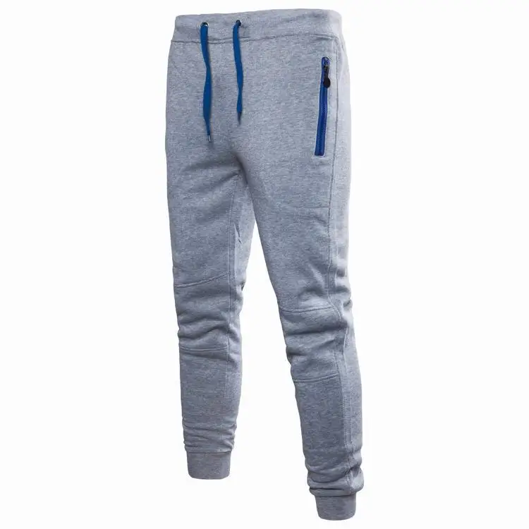 Men Grey Cotton Joggers with Yellow Zip Pockets - Image 2