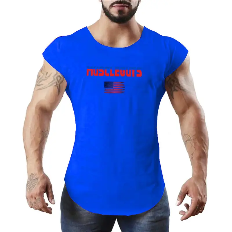 Men's Green Cotton Waistcoat T-Shirt with American Flag Design - Image 3