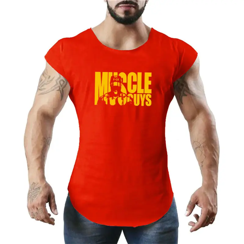 Men Muscle Graphic Vest Green Black Cotton Summer Gym Wear - Image 2