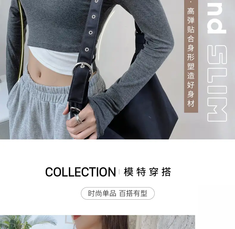 Women's Grey Long Sleeve Crop Top Set with Grey Pants — feature 16