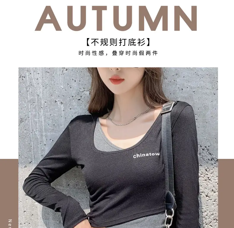 Women's Grey Long Sleeve Crop Top Set with Grey Pants — feature 4