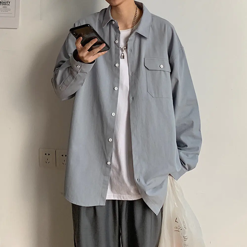 Men's Black Duffian Long Sleeve Korean Fashion Coat