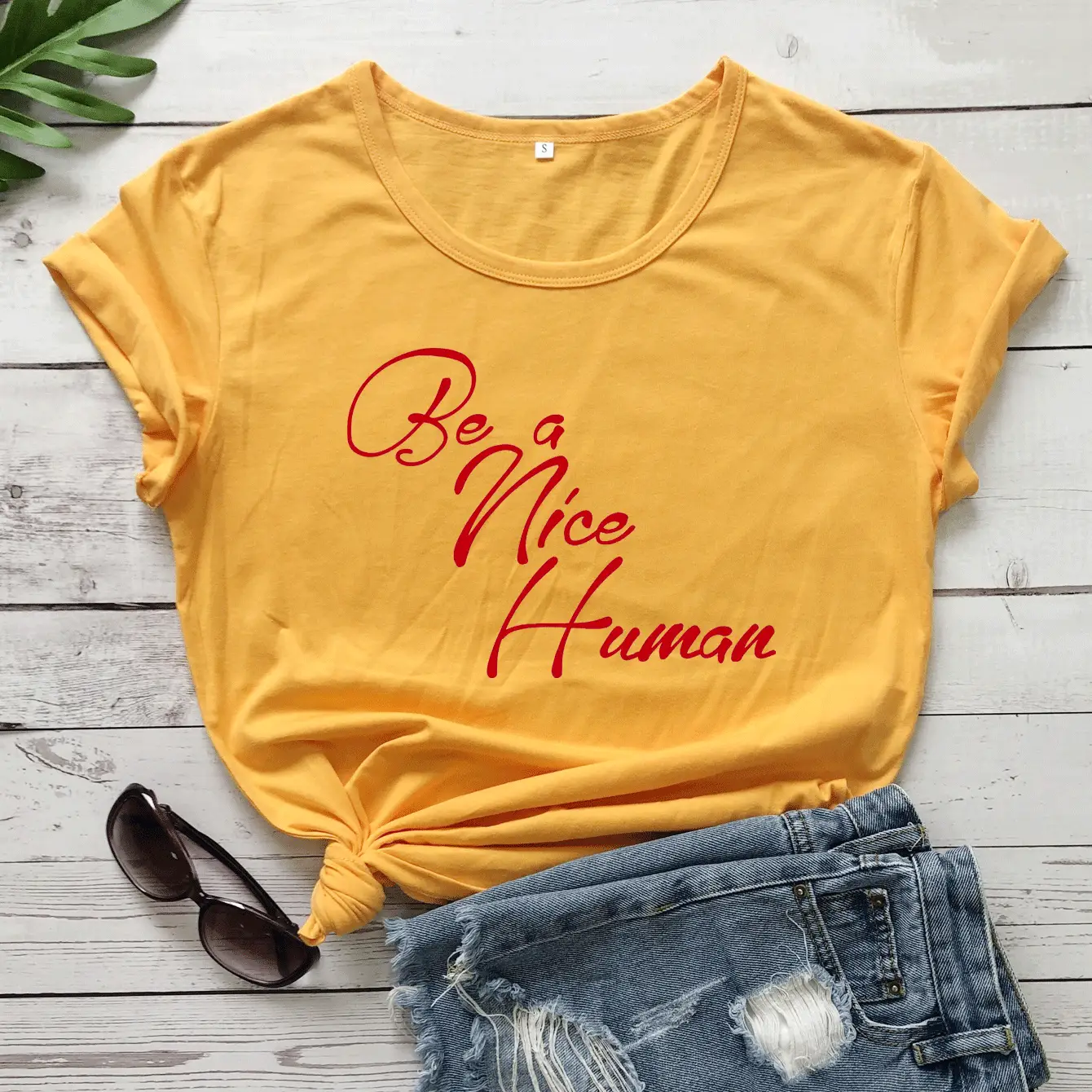 Be a Nice Human Printed Grey T-Shirt - Image 4