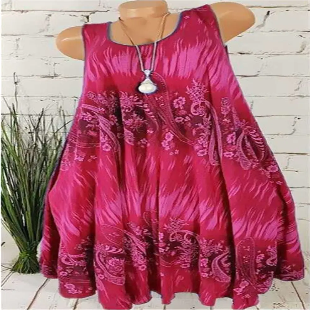 Women's Blue Printed Sleeveless A-Line Dress - Image 10