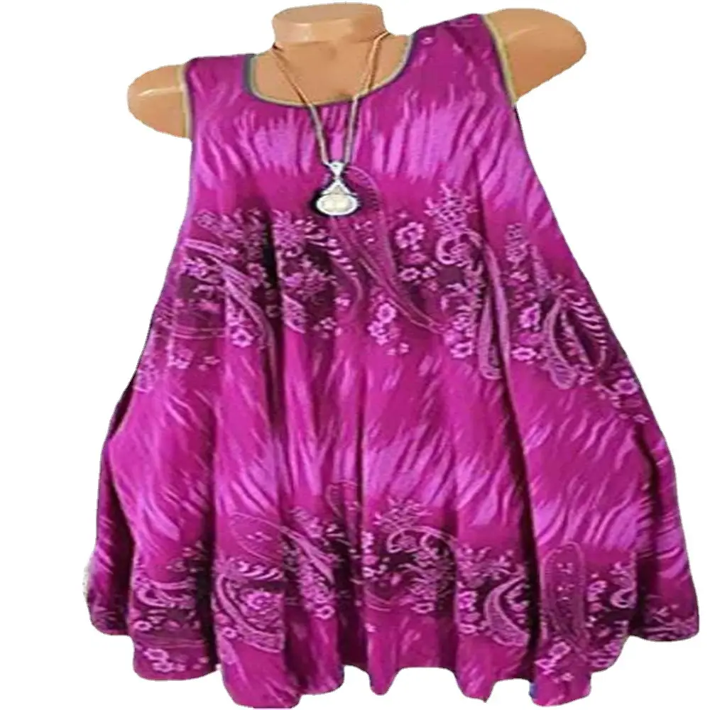 Women's Blue Printed Sleeveless A-Line Dress - Image 11