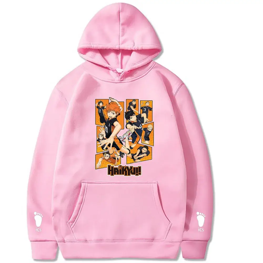 Pink Anime Hoodie for Men with Cartoon Print - Image 12