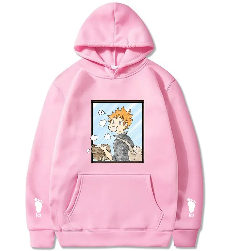 Pink Anime Hoodie for Men with Cartoon Print - Image 6