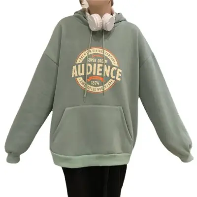 Women Hooded Sweatshirt Set Audible Vintage Fleece Lined