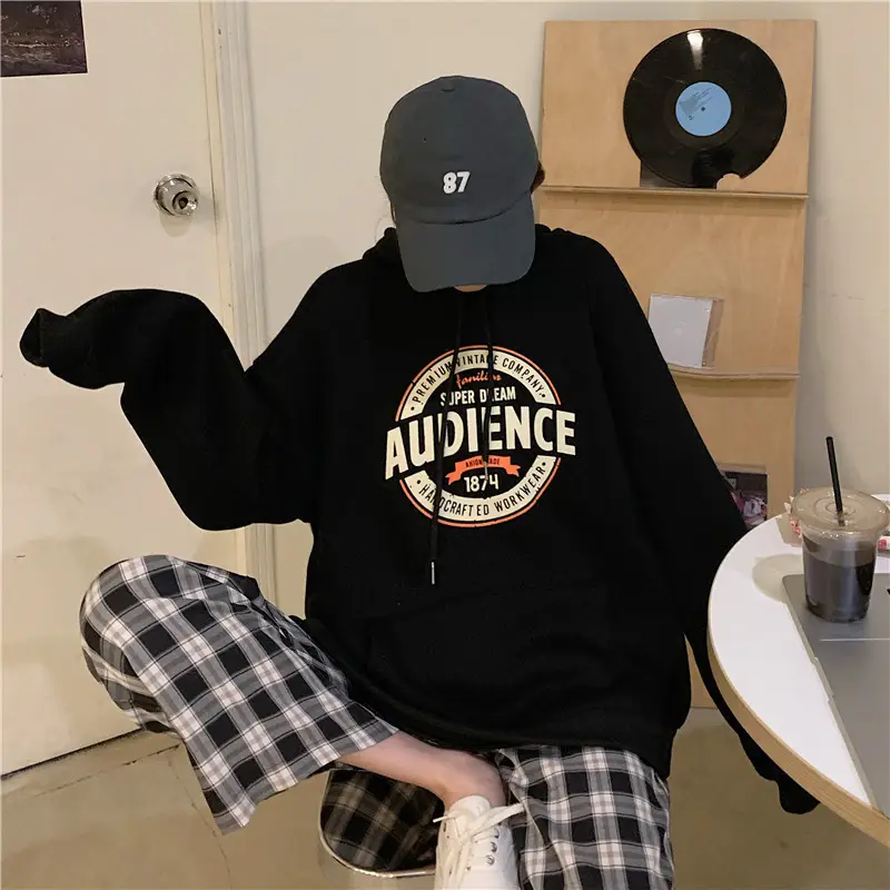 Women Hooded Sweatshirt Set Audible Vintage Fleece Lined — feature 9