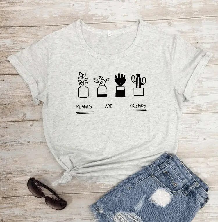 Pink Friends Plant Graphic T-Shirt for Women - Image 9