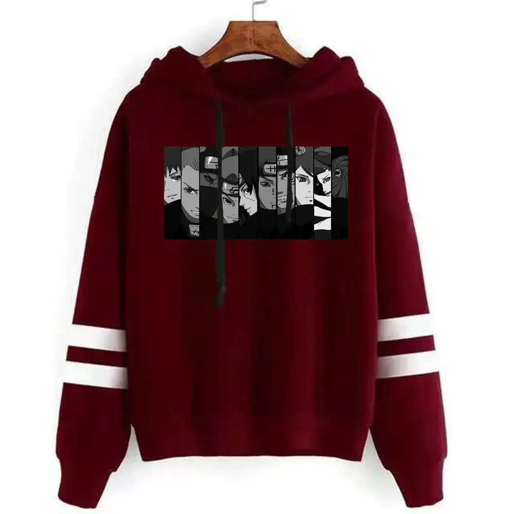 Naruto Graphic Hoodie for Men Maroon Loose Fit - Image 10