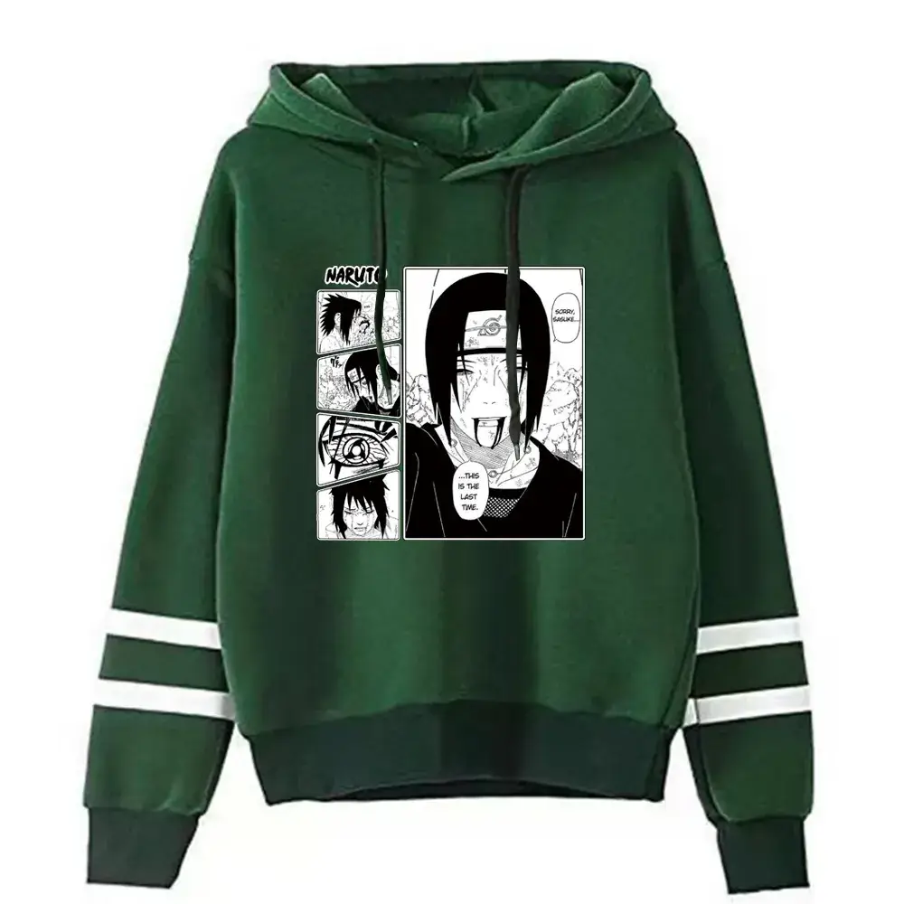Naruto Graphic Hoodie for Men Grey Parallel Bar Design