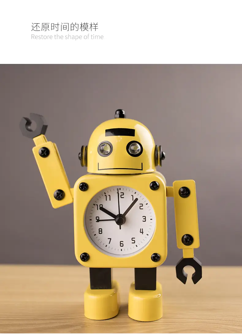Children's Robot Desktop Clock Cartoon Student-Specific Clock Silent Bedroom Boy Amazon Cross-Border Alarm Clock — feature 10