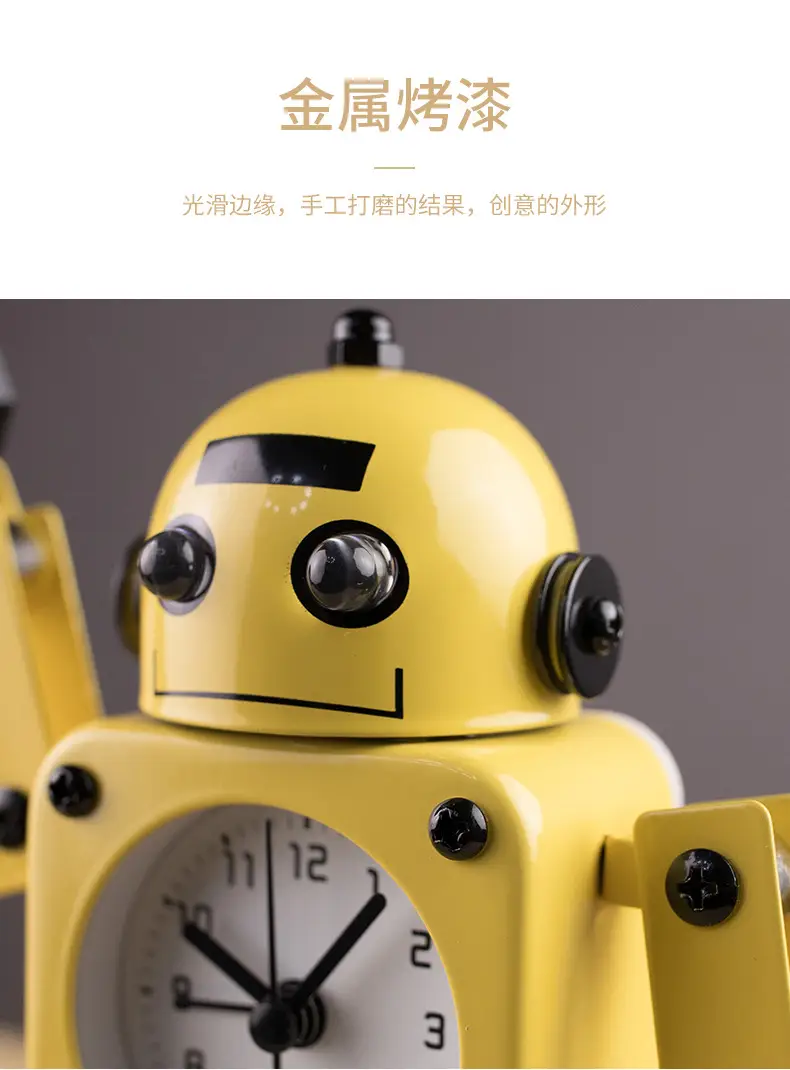 Children's Robot Desktop Clock Cartoon Student-Specific Clock Silent Bedroom Boy Amazon Cross-Border Alarm Clock — feature 13
