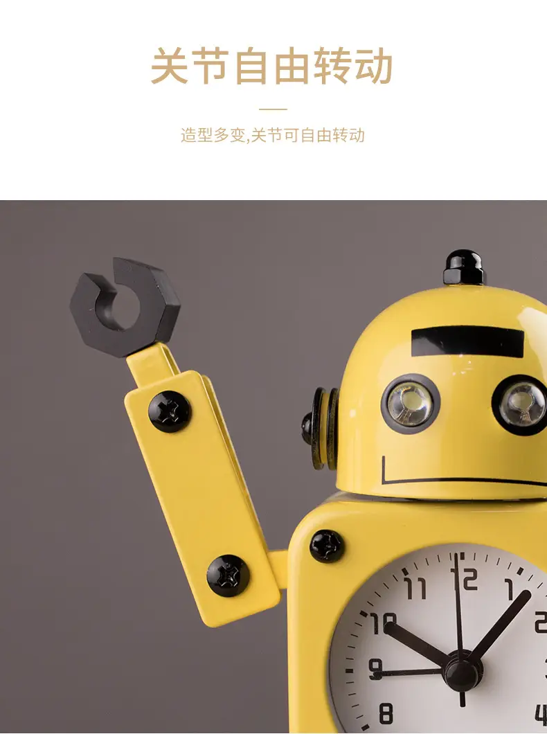 Children's Robot Desktop Clock Cartoon Student-Specific Clock Silent Bedroom Boy Amazon Cross-Border Alarm Clock — feature 15