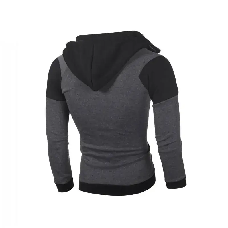 Men Red Black Zip-Up Hoodie Sweatshirt Jacket - Image 6