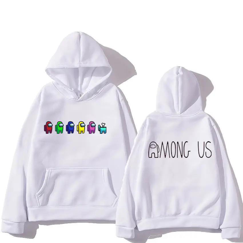 Men Women Hoodie Among Us Graphic Grey Long Sleeve