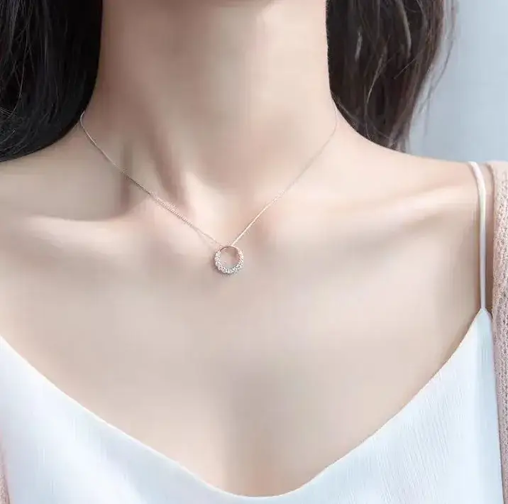 Geometric Zircon Ring Necklace for Women - Image 4