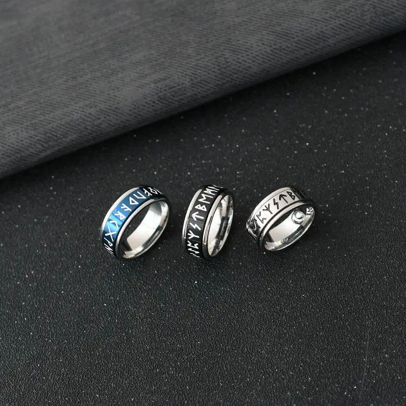 Titanium Viking Ring with Nordic Engraving - Image 5
