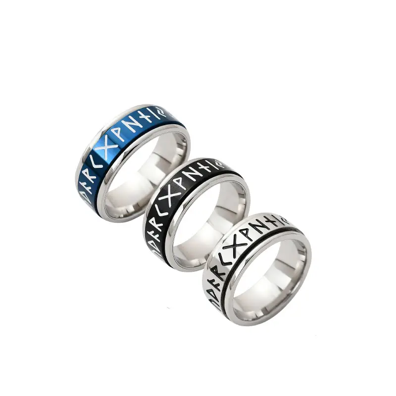 Titanium Viking Ring with Nordic Engraving - Image 6