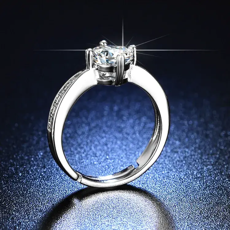 Classic Four-Claw Mosan Diamond Ring for Women
