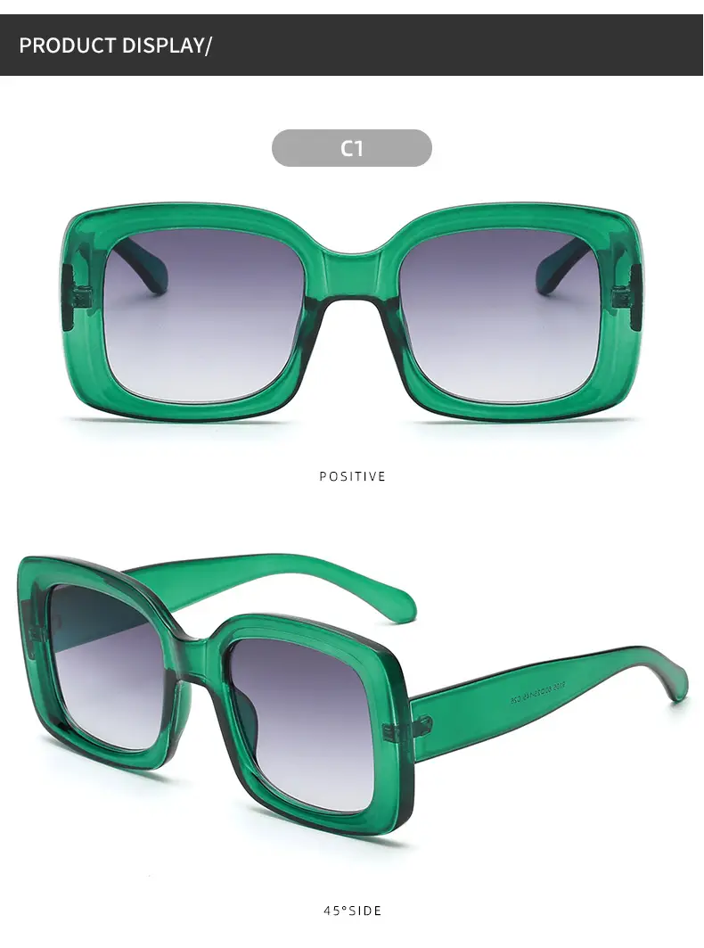 Green Large Frame Jelly Sunglasses with Gradient Lens β feature 5