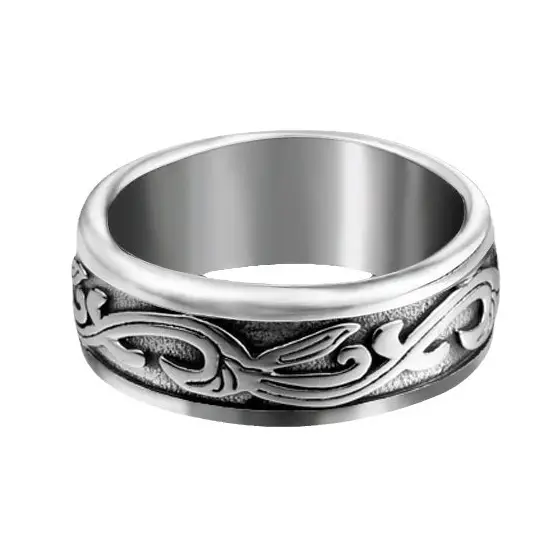 Beier New Korean Jewelry Titanium Steel Tang Grass Pattern Ring
