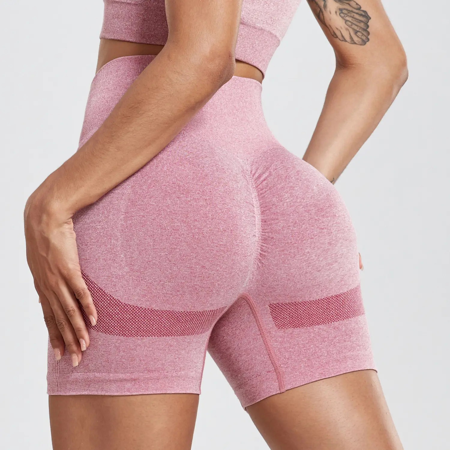 Pink Tight Hip Yoga Pants for Women Quick-Drying Fitness Shorts - Image 3