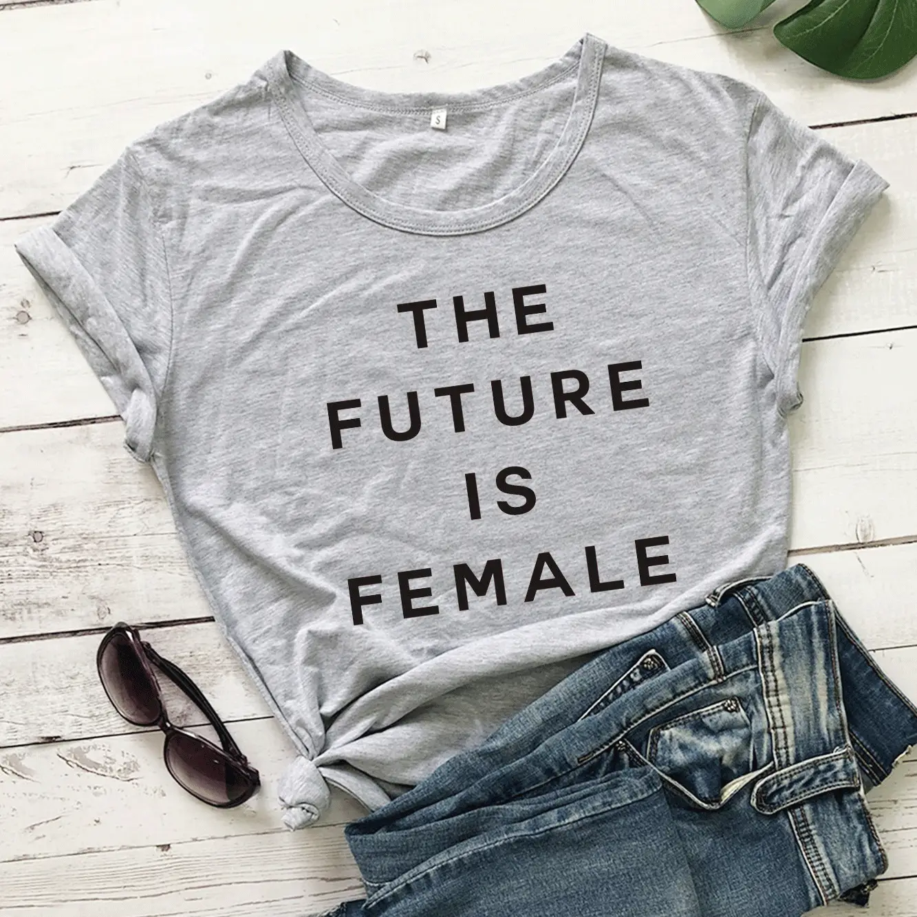 Short Sleeve Letter T-Shirt Grey Female Future Design - Image 3