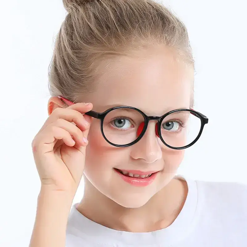 Anti-Blue Light Children's Glasses Soft TR90 Blue Round - Image 9