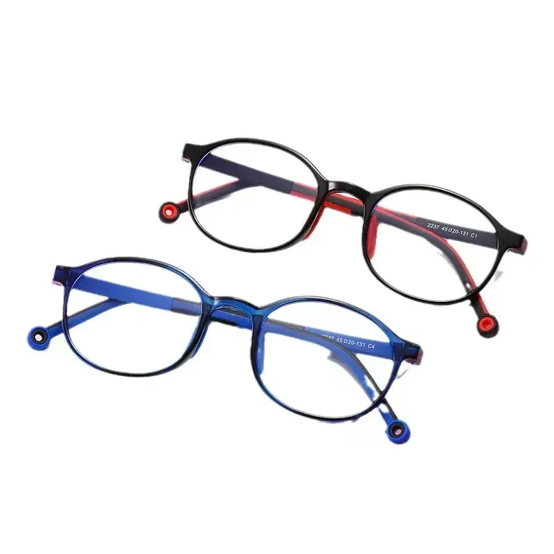 Anti-Blue Light Children's Glasses Soft TR90 Blue Round - Image 12