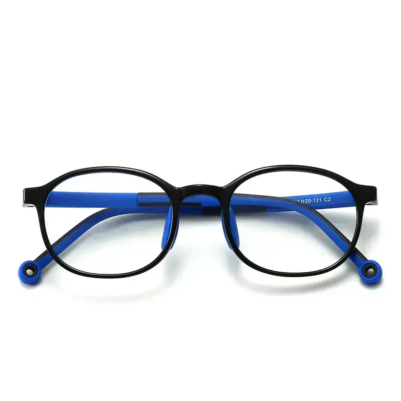 Anti-Blue Light Children's Glasses Soft TR90 Blue Round - Image 2