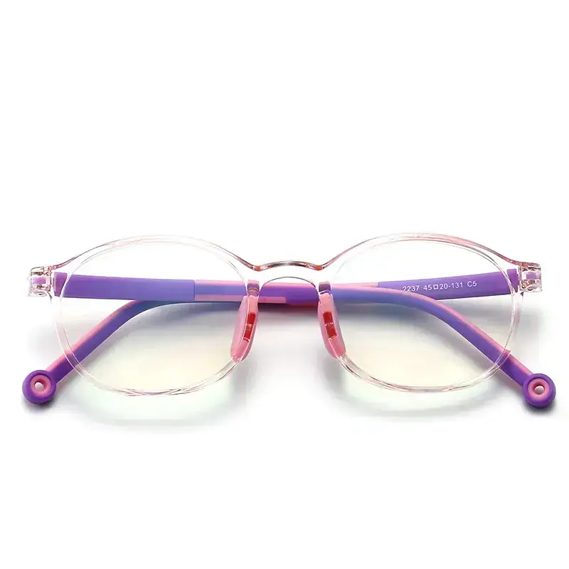 Anti-Blue Light Children's Glasses Soft TR90 Blue Round - Image 5
