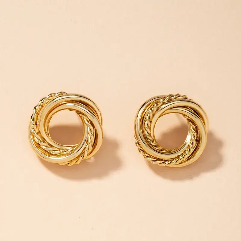 Gold Wound Copper Earrings for Women - Image 3