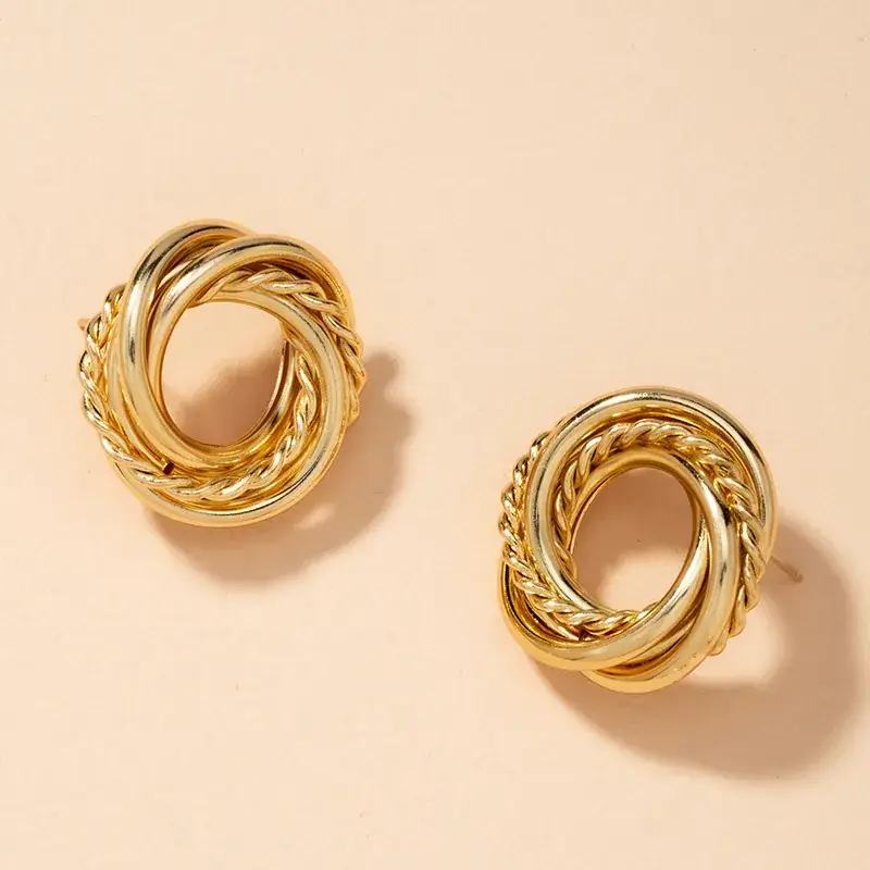 Gold Wound Copper Earrings for Women - Image 4